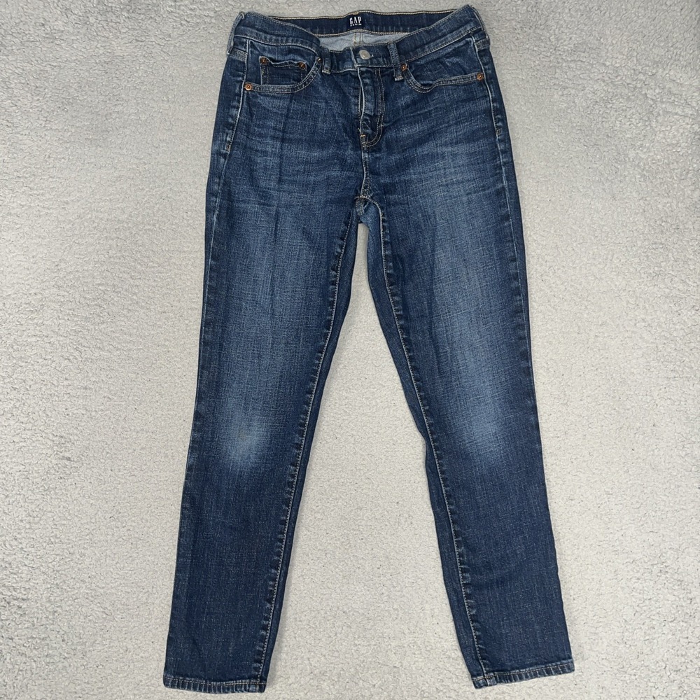 Gap Denim Best Girlfriend Jeans Women's Sz 26 (27x26.5) Blue Straight Leg Pants